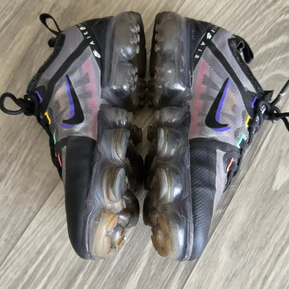 Sz 5Y Nike Air VaporMax Synthetic Low Top Sneakers Gray/Black/Multicolor